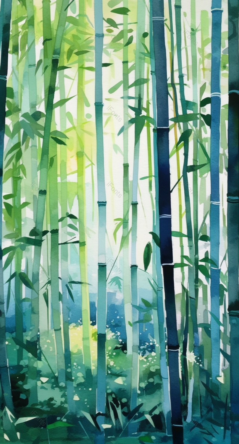 中国风插画春天季节竹林竹子绿色的竹叶植物自然环境背景,插画/手绘图,插画/手绘图库,插画/手绘图下载,插画/手绘